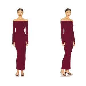 Michael Costello x REVOLVE Off Shoulder Bodycon Maxi Dress in Maroon